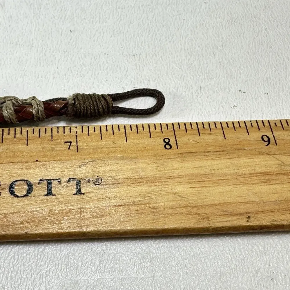 Vtg Jute Leather Loop Beaded Bracelet Earth Tone Brown Tan Handmade Beach Boho